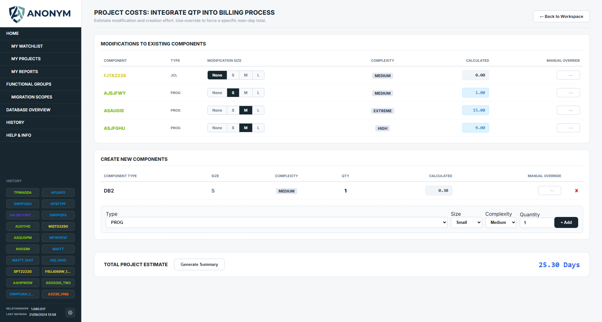 Project cost assistant